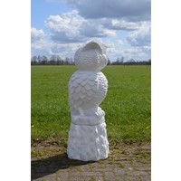 thumb-Betonnen wijze uil op sokkel als tuinbeeld met veel details-2