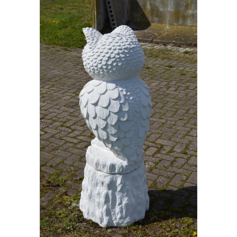 Groot betonnen beeld wijze uil op sokkel tuinbeeld decoratie-3
