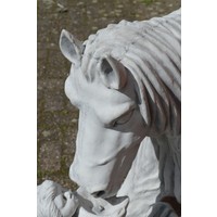 thumb-Betonnen beeld meisje met paard waterornament tuinbeeld-5