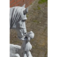 thumb-Betonnen beeld meisje met paard waterornament tuinbeeld-8