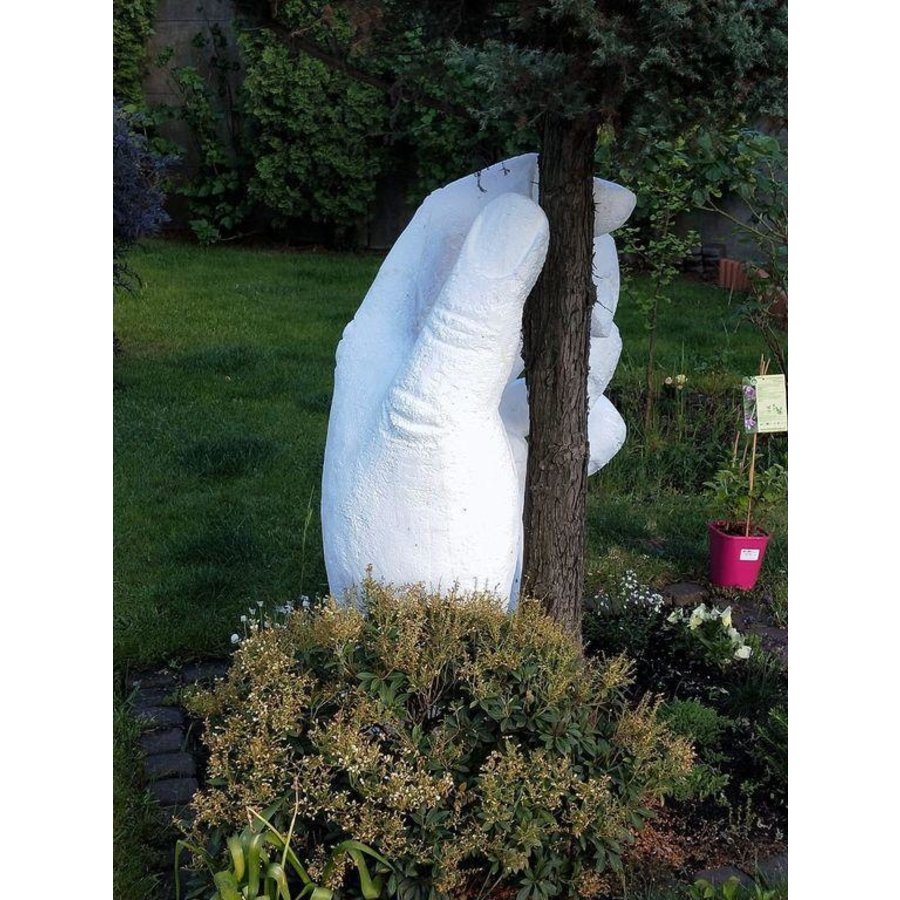 Betonnen hand staand boom vasthoudend tuinbeeld decoratie-4