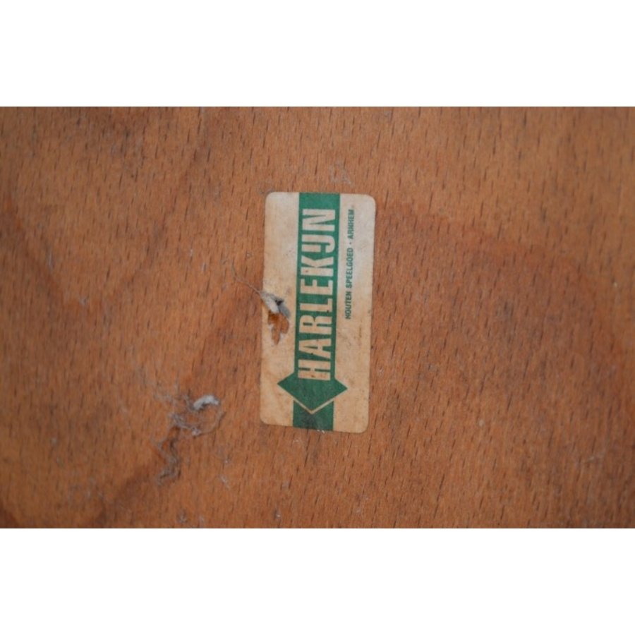 Vintage houten duwwagentje van Harlekijn – Speelkarretje van hout-2