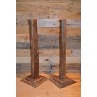 thumb-Set van 2 teakhouten decoratie zuilen op vierkante voet – Houten pilaren-1