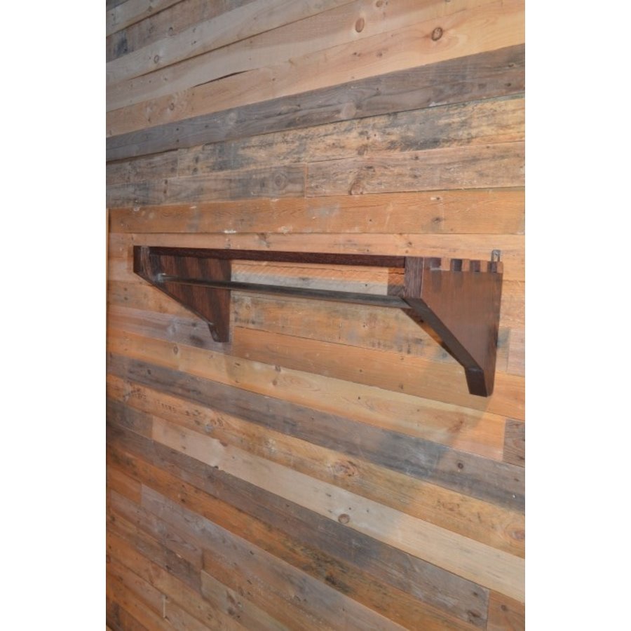 Massieve wengé houten kapstok met hoedenplank-1