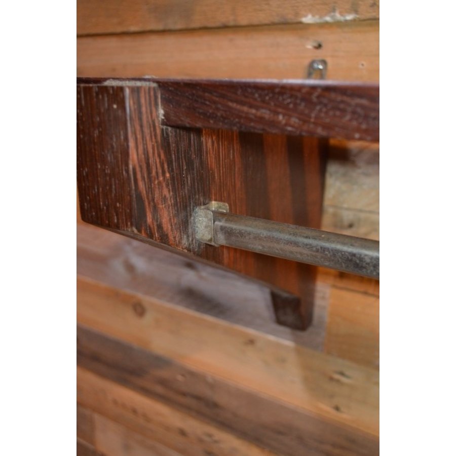Massieve wengé houten kapstok met hoedenplank-3