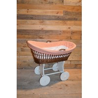 thumb-Baby wiegje op wielen wilgentenen met hout brocante-2