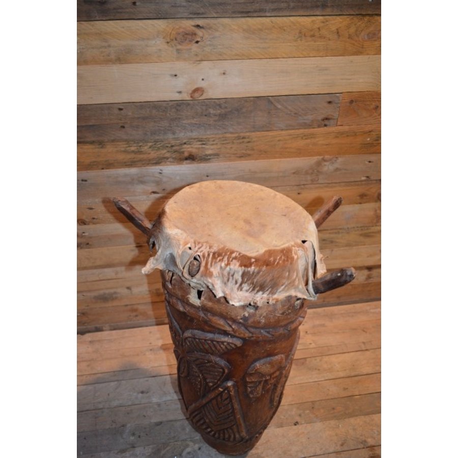 Afrikaanse djembe trommel met sierlijk houtsnijwerk-5