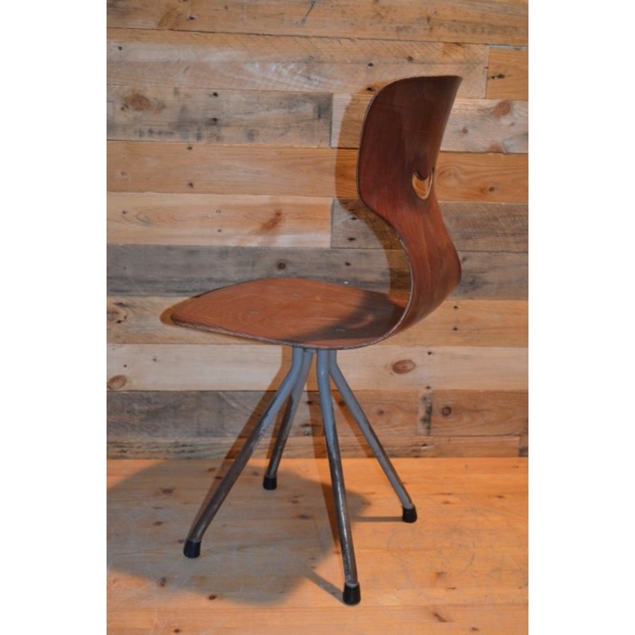 Retro Flötotto kinderstoel met metaal en hout-4