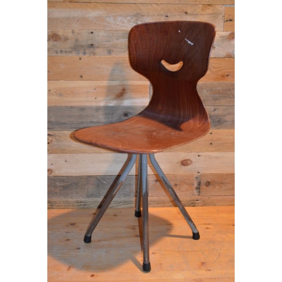 Retro Flötotto kinderstoel met metaal en hout-5