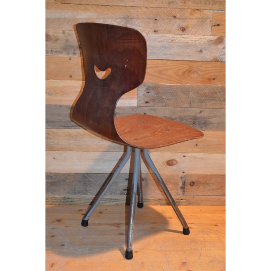 Retro Flötotto kinderstoel met metaal en hout-6