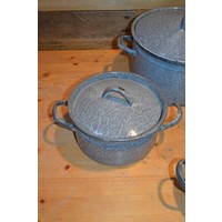 thumb-Vintage geëmailleerde pannenset grijs gewolkt – 4 pannen met deksels-4