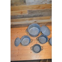 thumb-Vintage geëmailleerde pannenset grijs gewolkt – 4 pannen met deksels-6