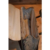 thumb-Vintage gobelin handtas met leren klep-5