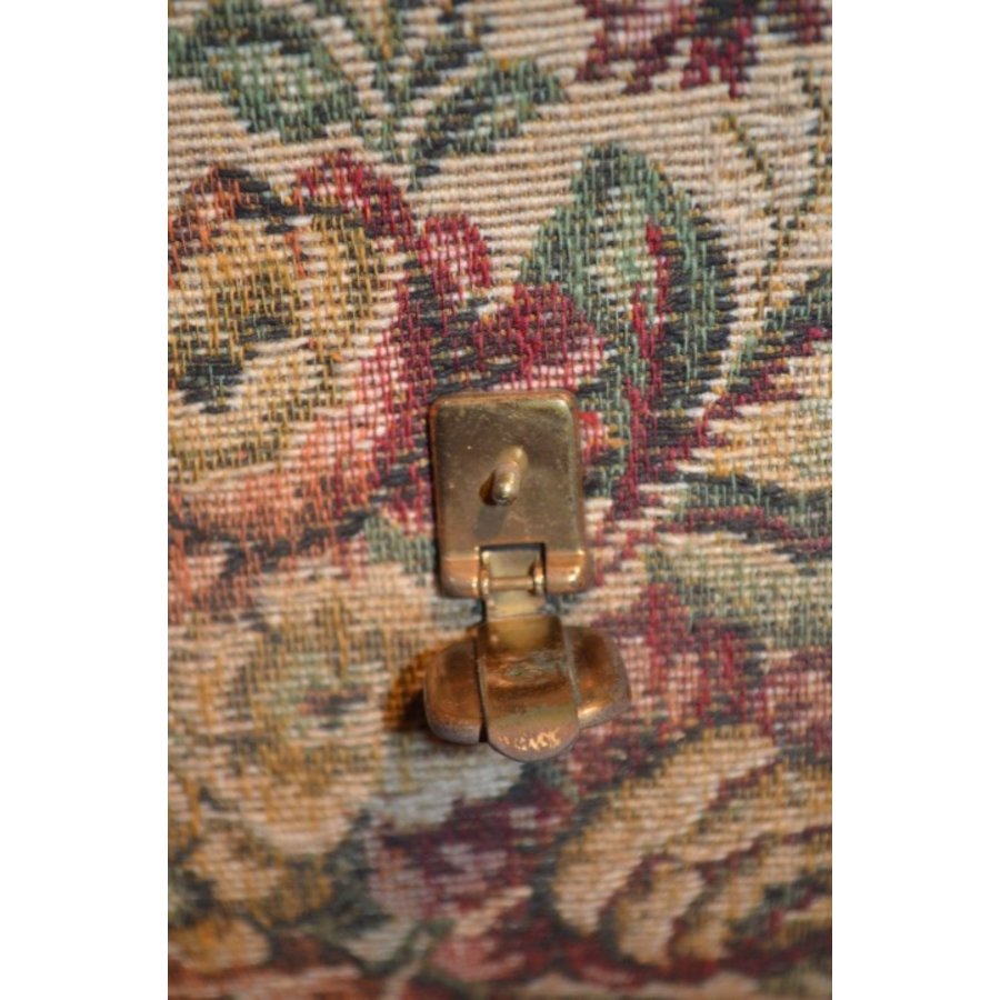 Vintage gobelin handtas met leren klep-8