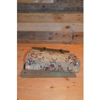 thumb-Vintage gobelin handtas met leren klep-10