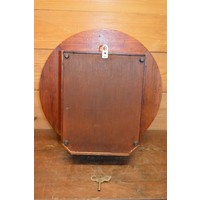 thumb-Vintage ronde hangklok met massief houten lijst-3