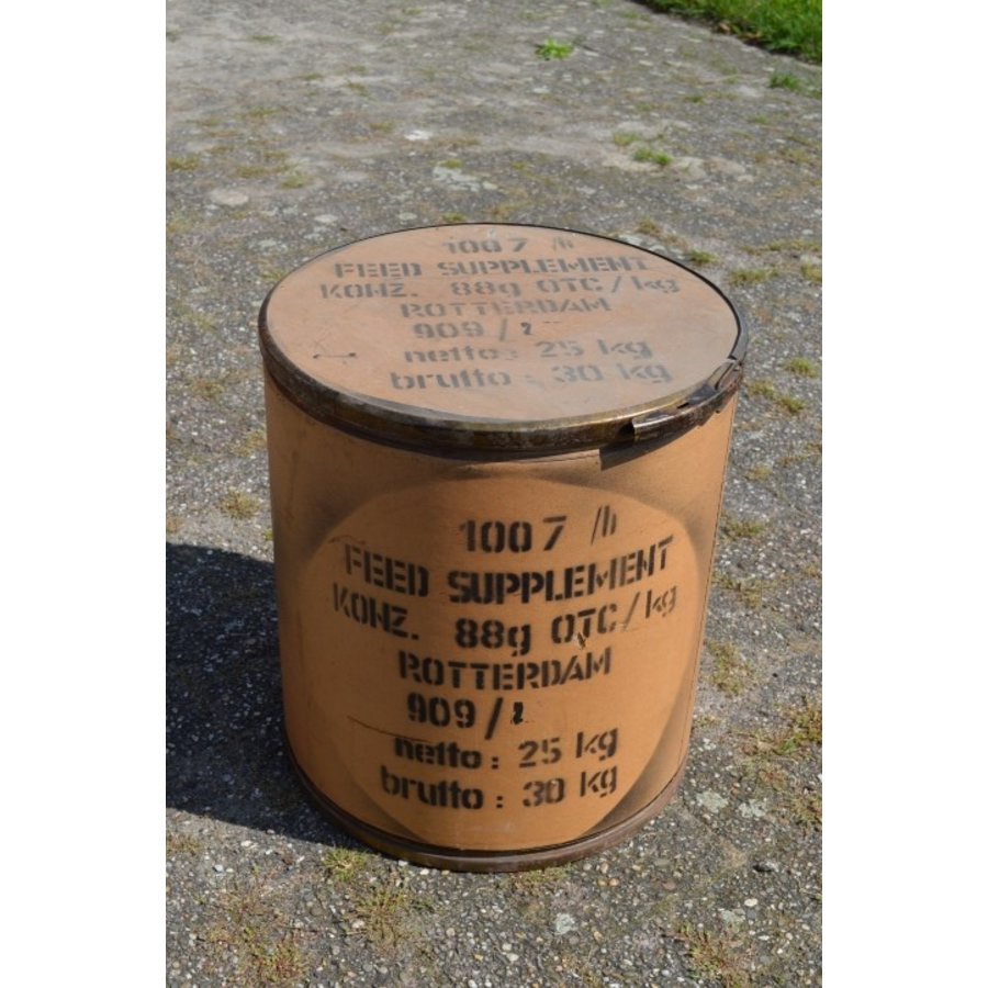 Vintage kartonnen transport ton met multiplex deksel-1