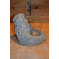 thumb-Betonnen beeldje van meisje met glaasje voor waxinelichtje-2