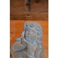 thumb-Betonnen beeldje van meisje met glaasje voor waxinelichtje-4