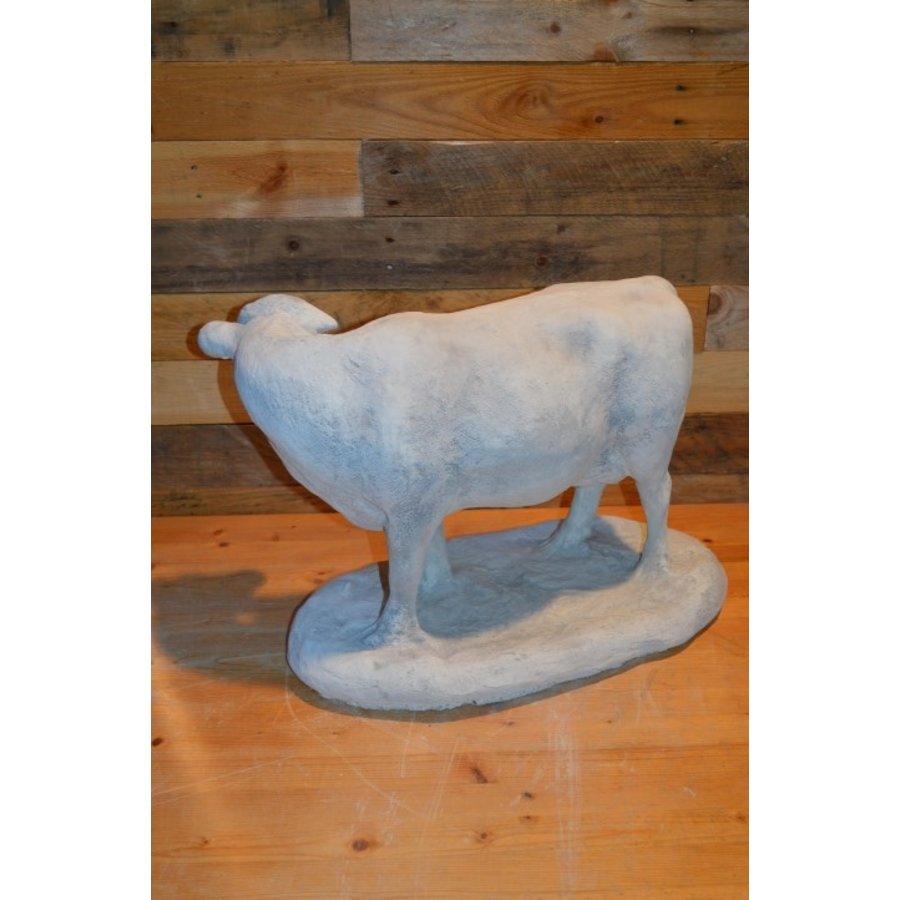 Betonnen koe die naar rechts kijkt, natuurgetrouw tuinbeeld-3