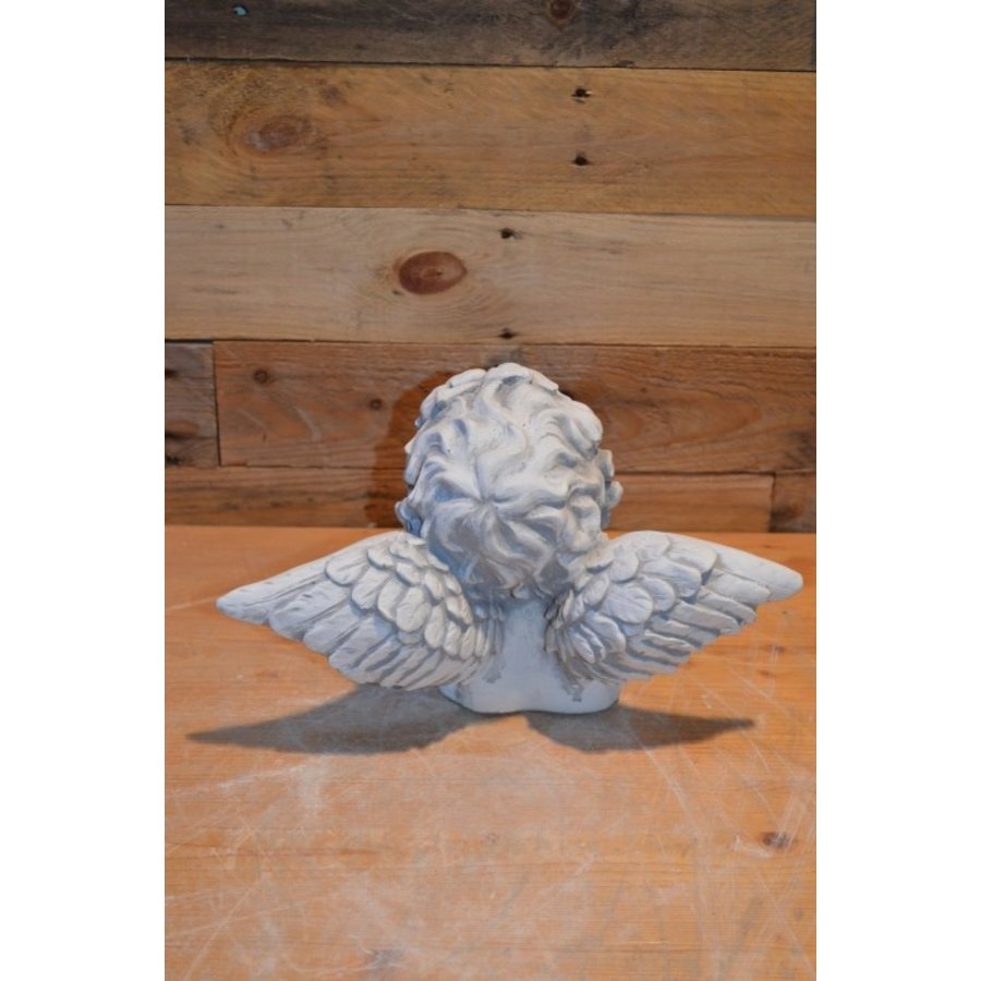 Lief betonnen beeldje van een denkend engeltje met vleugels-5