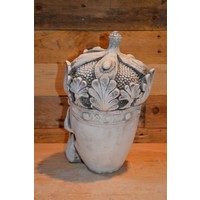 thumb-Betonnen schedel met koninklijke kroon en sierlijke bladeren-3