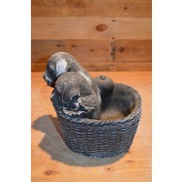 thumb-Betonnen beeld puppy’s in plantenbakje decoratief-2