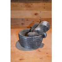 thumb-Betonnen beeld puppy’s in plantenbakje decoratief-4