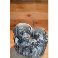 thumb-Betonnen beeld puppy’s in plantenbakje decoratief-5