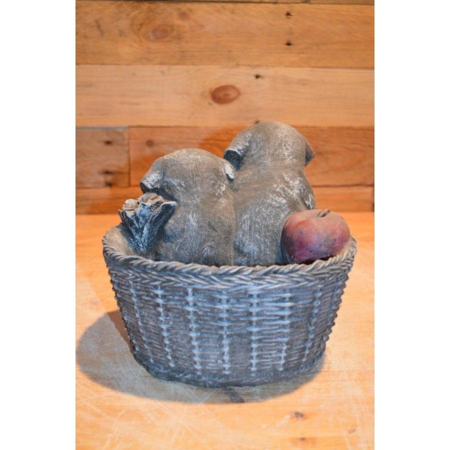 Betonnen puppy’s in plantenbakje – decoratief showmodel in stone kleur-3