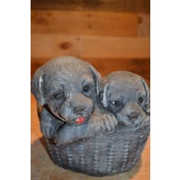 thumb-Gietsteen beeld puppy’s in plantenbakje met appel-5