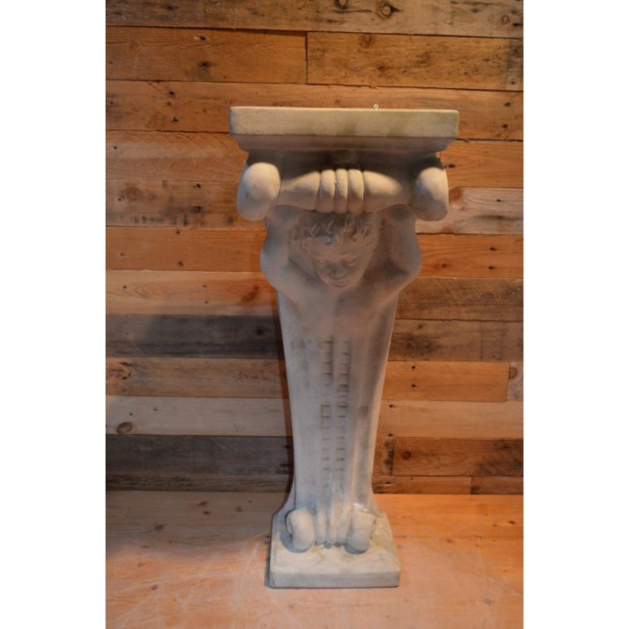 Decoratieve gipsen zuil met engel en gelijmde voet, geschikt voor binnen-1