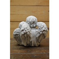 thumb-Betonnen beeld van twee engelen die samen een boek lezen-3