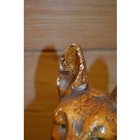 thumb-Geglazuurd gipsen beeld van liggende herdershond met lijmwerk-2