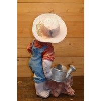 thumb-Vintage jongen met gieter en plantenbak-5