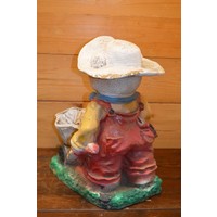 thumb-Vintage tuinman beer met kruiwagen plantenbak-6