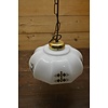 LoodsVol, Tweedehands Ouderwetse glazen plafond lamp met ketting