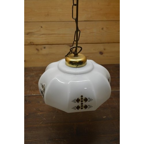 Ouderwetse glazen plafond lamp met ketting 