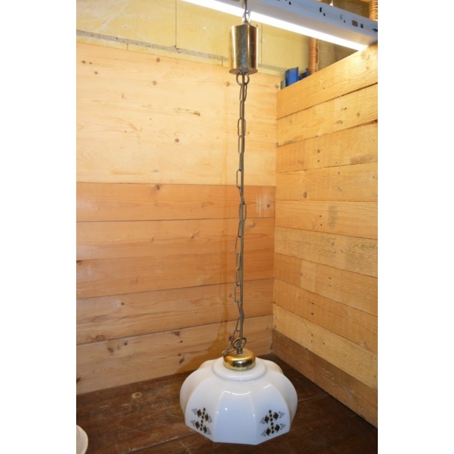Ouderwetse glazen plafond lamp met ketting-3