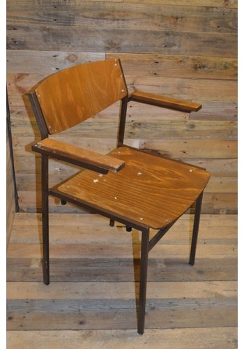 Armstoel retro metaal met hout 