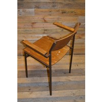 thumb-Retro armstoel met metalen frame en houten zitting-4