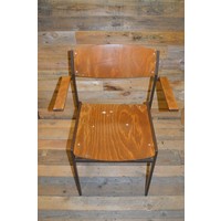 thumb-Retro armstoel met metalen frame en houten zitting-5