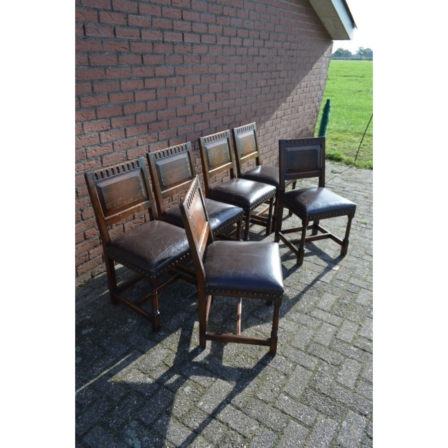 Eiken eetkamerstoelen set van 6-2