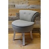 LoodsVol, Tweedehands Brocante kinderstoel grijs-wit met stoffen bekleding