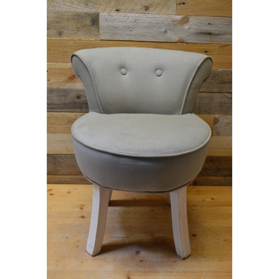 Brocante kinderstoel grijs-wit met stoffen bekleding-3