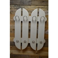 thumb-Vintage witte wandkapstok met aluminium kleur beugels-1