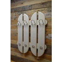 thumb-Vintage witte wandkapstok met aluminium kleur beugels-2