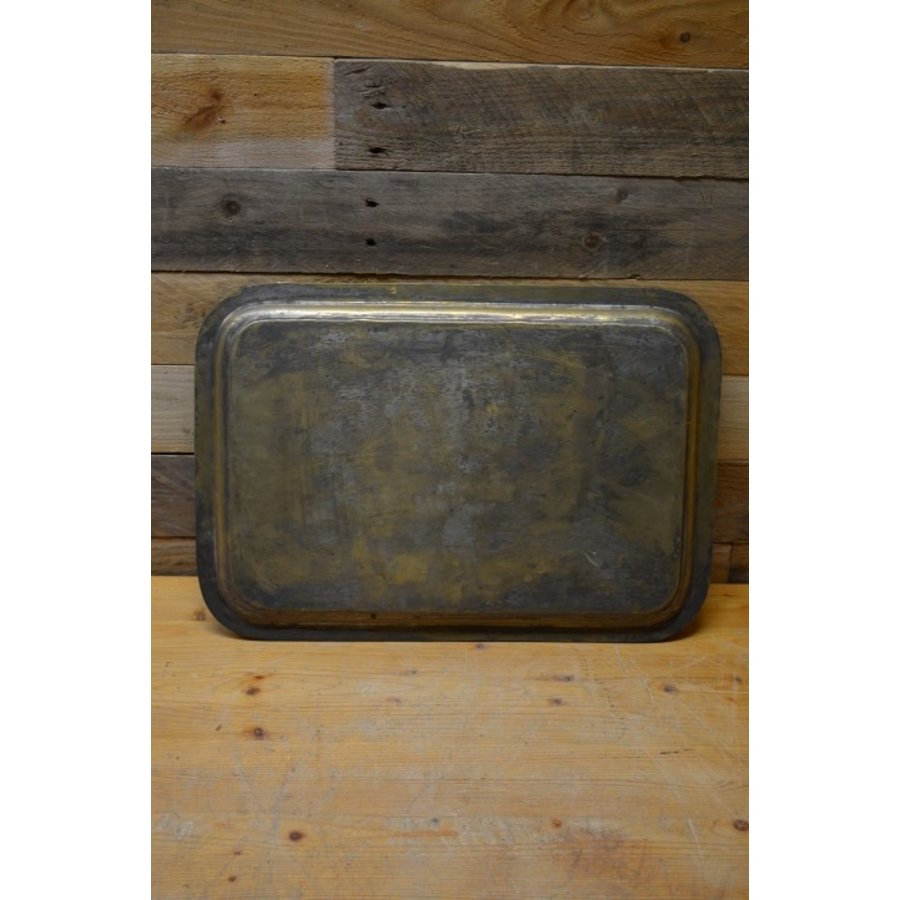 Vintage messing dienblad met gegraveerde bloemenrand-5