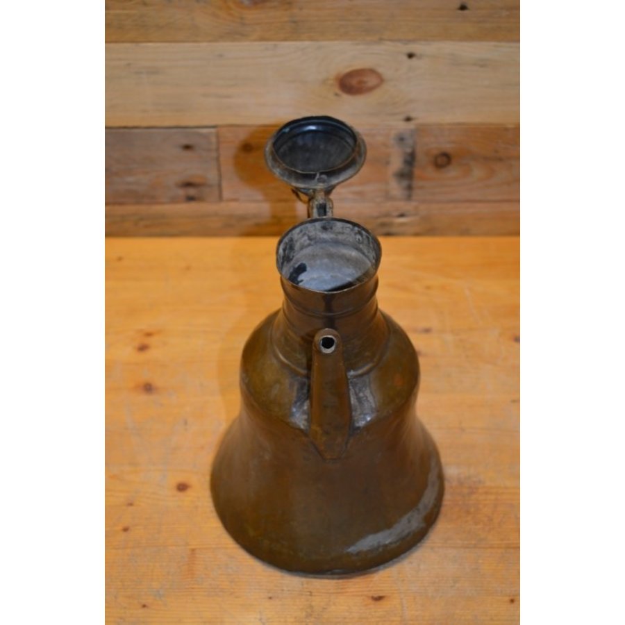 Antieke koperen waterketel met klepdeksel-4