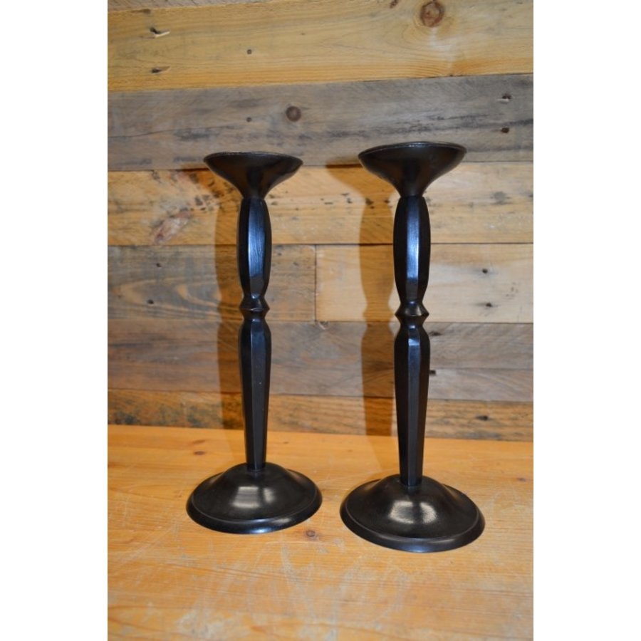 Set van 2 zwarte metalen kandelaars-2